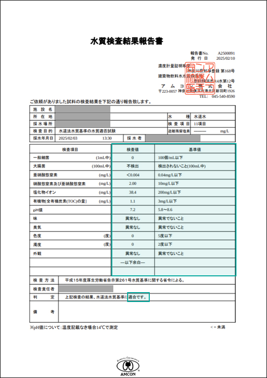 水質11項目の報告書の見方